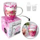 Szklanka termiczna z kwiatami w środku, gipsówka hortensje róż 300 ml 1szt SZK174 1