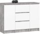 Komoda do salonu 101 cm 2 drzwi 3 szuflady 4 półki pojemna - beton biała 1