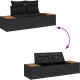 vidaXL Zestaw 3-częściowy Sofa Ogrodowa z Poduszkami Czarny Polirattan Akacja, 2-osobowa Sofa Ogrodowa z Przechowywaniem i Poduszkami Czarny Polirattan 3