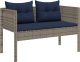 vidaXL Zestaw Sofy Ogrodowej Szary i granatowy Polirattan z metalową ramą 2