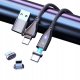 Kabel USB C USB-C Lightning micro-USB magnetyczny 3w2 szybkie Åadowanie| 3m 1