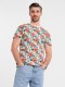 T-shirt męski bawełniany w kwiatowy wzór full print  biały V1 OM-TSFP-0249 XL 1