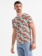 T-shirt męski bawełniany w kwiatowy wzór full print  biały V1 OM-TSFP-0249 XL 4