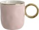 Kubek porcelanowy 300 ml ze złotym uchem różowy 2202 1