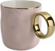 Kubek porcelanowy 300 ml ze złotym uchem różowy 2202 2