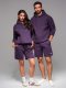Komplet dresowy dla par UNISEX bluza z kapturem + szorty w stylu athleisure  fioletowe V13 Z110 M/L 3