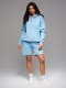 Komplet dresowy dla par UNISEX bluza z kapturem + szorty w stylu athleisure  błękitne V8 Z110 XL/XXL 6