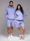 Komplet dresowy dla par UNISEX bluza z kapturem + szorty w stylu athleisure  lawendowe V9 Z110 XL/XXL 3