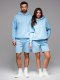 Komplet dresowy dla par UNISEX bluza z kapturem + szorty w stylu athleisure  błękitne V8 Z110 XS/S 2