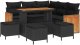 8 Elementowy zestaw sof ogrodowych z poduszkami Czarny Polirattan Akacjowy, Zestaw sof ogrodowych 2-osobowych z poduszkami Czarny Polirattan, Zestaw diningowy ogrodowy 3 Elementowy z poduszkami Czarny Polirattan Akacjowy 1