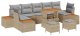 vidaXL 10-Częściowy Zestaw Sofy Ogrodowej z Poduszkami Beżowy Polirattan Akacja 2