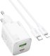Ładowarka sieciowa do telefonu Hoco USB A + USB C QC PD 3A 20W + kabel USB C do Lightning N41 biała 5