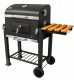 Duży Grill węglowy żeliwny ruszt 113,5x50x107 cm ogrodowy z drewnianą półką 1