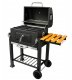 Duży Grill węglowy żeliwny ruszt 113,5x50x107 cm ogrodowy z drewnianą półką 2