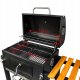 Duży Grill węglowy żeliwny ruszt 113,5x50x107 cm ogrodowy z drewnianą półką 5
