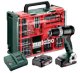 METABO.BS 18 L BL Set Mobile workshop + 2 Li-Ion batteries 18V/2.0 Ah with charger SC 30 + 74 elements 1