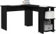 Biurko vidaXL Czarne dębowe biurko narożne Czarne dębowe MDF Średnie 3