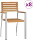vidaXL Krzesła ogrodowe 8 szt 54.5x56x89 cm Lite drewno tekowe, Krzesła ogrodowe do układania w stos 4 szt Lite drewno tekowe i stal 2