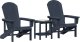 vidaXL Zestaw ogrodowy 3 elementowy Granatowy HDPE, Krzesło Adirondack Granatowe 74x82x91 cm HDPE, Stolik boczny Granatowy 38x38x46 cm HDPE 3
