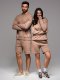 Dresowy zestaw dla par UNISEX bluza + szorty - brązowy V16 Z108 M/L 2