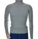 Sweter z golfem golf męski bawełniany dopasowany w prążek szary M 2
