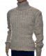 Ciepły wełniany sweter męski z golfem szetland golf z wełny 2XL XXL beżowy 1