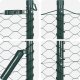 Ogrodzenie w kształcie heksagonu vidaXL Zielone 1,5x50 m Stal, Słupki ogrodzeniowe vidaXL 13 sztuk Zielone 32 mm 200 cm Stal ocynkowana 6