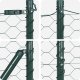 vidaXL Ogrodzenie sześciokątne Zielone 1.6x100 m Stal, Słupki ogrodzeniowe 13 szt Zielone 32 mm 210 cm Stal ocynkowana 4