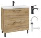 Szafka łazienkowa z umywalką baterią i syfonem 80x80cm Stojąca Dąb Craft Cassandra 1