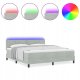 Łóżko Box Spring z Matracem i Światłem LED Jasnoszare 180x200 cm Aksamit 5