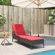 Leżak słoneczny z poduszką Brązowy 63x200x81 cm Poli Rattan 1