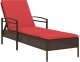 Leżak słoneczny z poduszką Brązowy 63x200x81 cm Poli Rattan 1