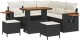 Zestaw sofy ogrodowej vidaXL 8-częściowy z poduszkami Czarny Polirattan Akacja 1