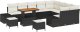 vidaXL Zestaw sofy ogrodowej 12 części z poduszkami czarny rattan poliester 1