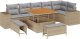 9-częściowy Zestaw Sofy Ogrodowej z Poduszkami Beżowy Polirattan Akacja 2