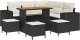 9-częściowy zestaw sof ogrodowych z poduszkami Czarny Polirattan Akacja 1