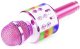 Mikrofon karaoke z głośnikami BT MP3 efekt LED różowy one size 4