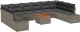 vidaXL 11 Elementowy Zestaw Sof Ogrodowych z Poduszkami Szary Polirattan Akacja 1