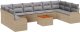 vidaXL Zestaw sof ogrodowych 11 elementowy z poduszkami Beżowy Rattan Akacja 2