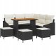 vidaXL 8-częściowy zestaw sof ogrodowych z poduszkami Czarny Polirattan Akacja 13