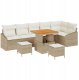 vidaXL Zestaw 9-częściowy sofy ogrodowej z poduszkami Beżowy Polirattan 15