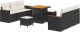 vidaXL 9-częściowy zestaw sof ogrodowych z poduszkami czarny polirattan akacja 1