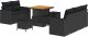 8-częściowy zestaw sof ogrodowych vidaXL z poduszkami Czarny Polirattan Akacja 1