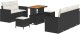 vidaXL Zestaw 8-częściowy kanap ogrodowych z poduszkami Czarny Polirattan Akacja 2