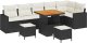 vidaXL 9-częściowy Zestaw Sof z Poduszkami Czarny Poli Rattan Akacja 1