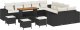 14-elementowy zestaw sof ogrodowych z poduszkami Czarny Polirattan Akacja 1