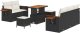 Zestaw 8-częściowy sofy ogrodowej z poduszkami Czarny Poli Rattan Akacja 1