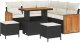 Zestaw Sofy Ogrodowej vidaXL 8-elementowy z Poduszkami Czarny Polirattan Akacja 2