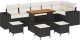 vidaXL 10-częściowy zestaw sof ogrodowych z poduszkami czarny poly rattan akacja 2
