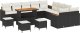vidaXL 14-elementowy zestaw sof ogrodowych z poduszkami czarny polirattan akacja 2